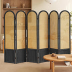 Asnefeli Room Divider 4 Panels, Folding Privacy Screen, Foldable Wood Rattan - Image 7