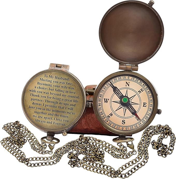 Engraved Compass, Gift for Husband, Anniversary, Wedding Gift for Him, Long - Image 8