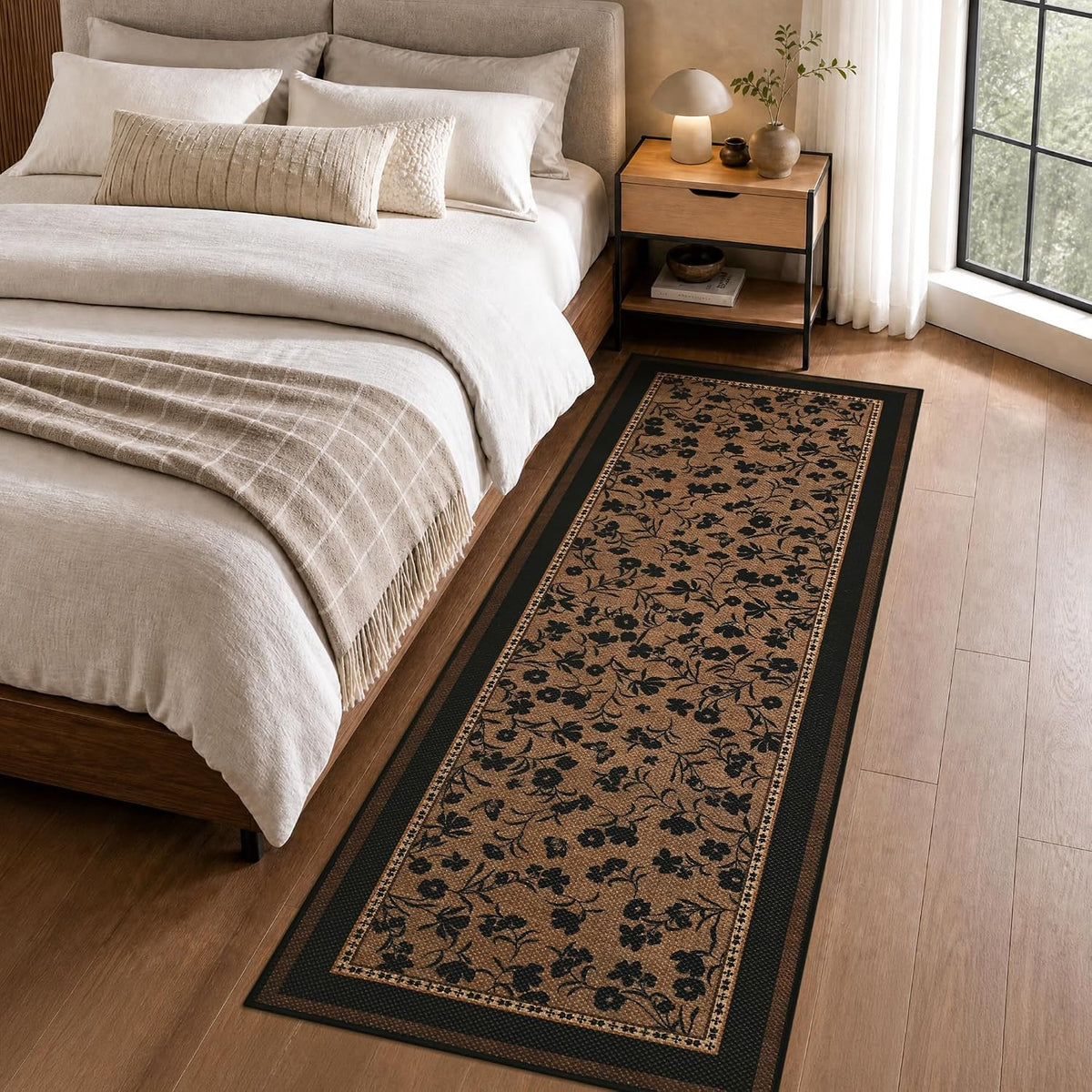 dweike easy jute non slip runner rug, 2x6, front angle view
