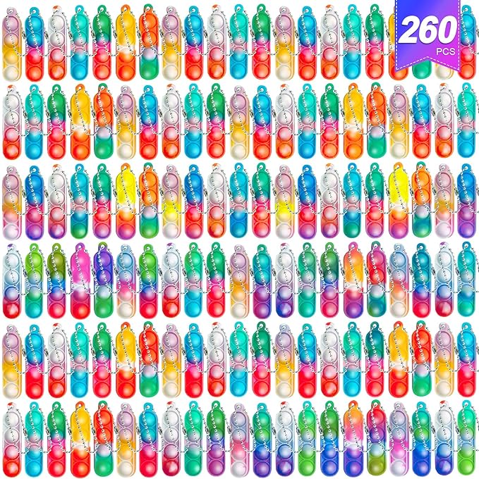 260 PCS Pop Keychain Bulk Party Favors, Fidget Toys by amicbng