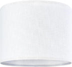 White Linen Lampshades Set of 2 Large, Drum Lamp Shade 16" Top x 16" Bottom x - Image 7