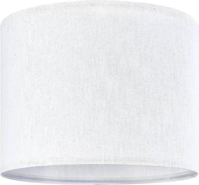 White Linen Lampshades Set of 2 Large, Drum Lamp Shade 16" Top x 16" Bottom x - Image 7