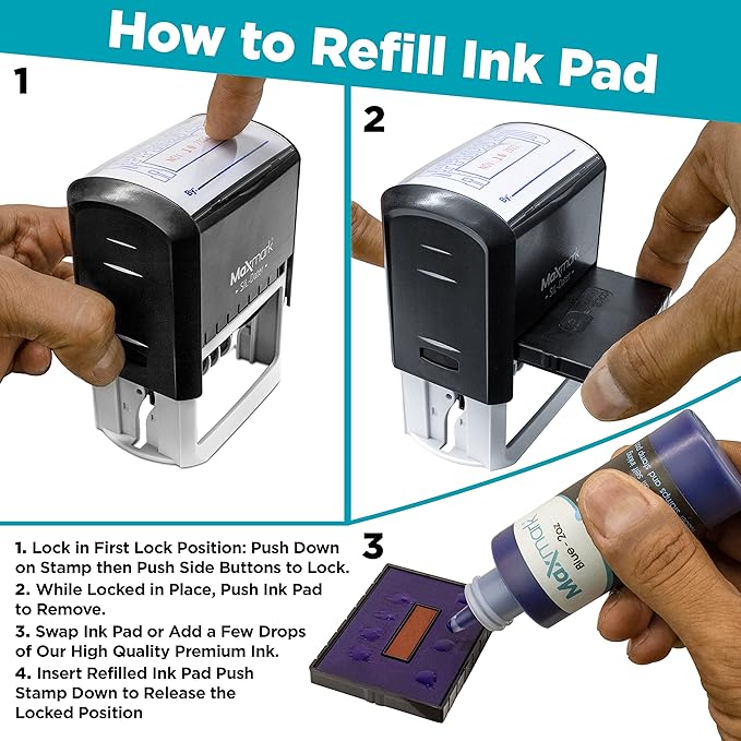 MaxMark Large Self-Inking Rubber Date Office Stamp - Image 6