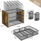 4-Tier Mesh Desk Organizer, Wooden Desk File Organizer - Image 6