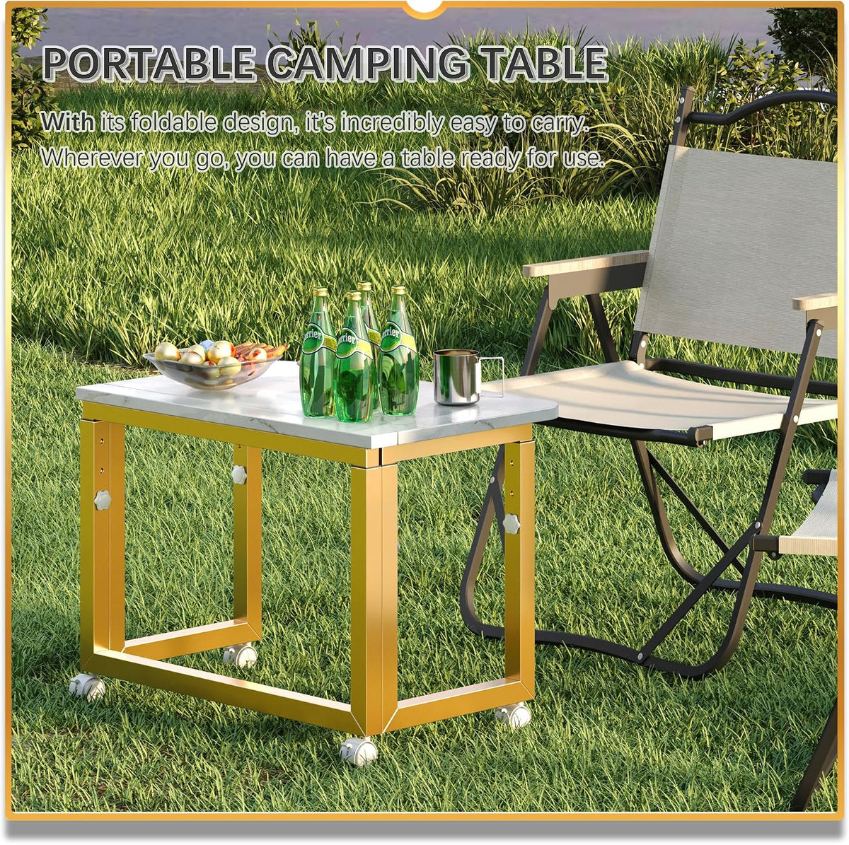 4NM No Tool Assembly 27.5" Small Desk, Folding Portable Desk with Wheels...