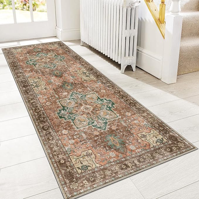 GENIMO 2'6"x8 Runner Rugs for Hallway, Machine Washable Non Slip Vintage Rugs by GENIMO