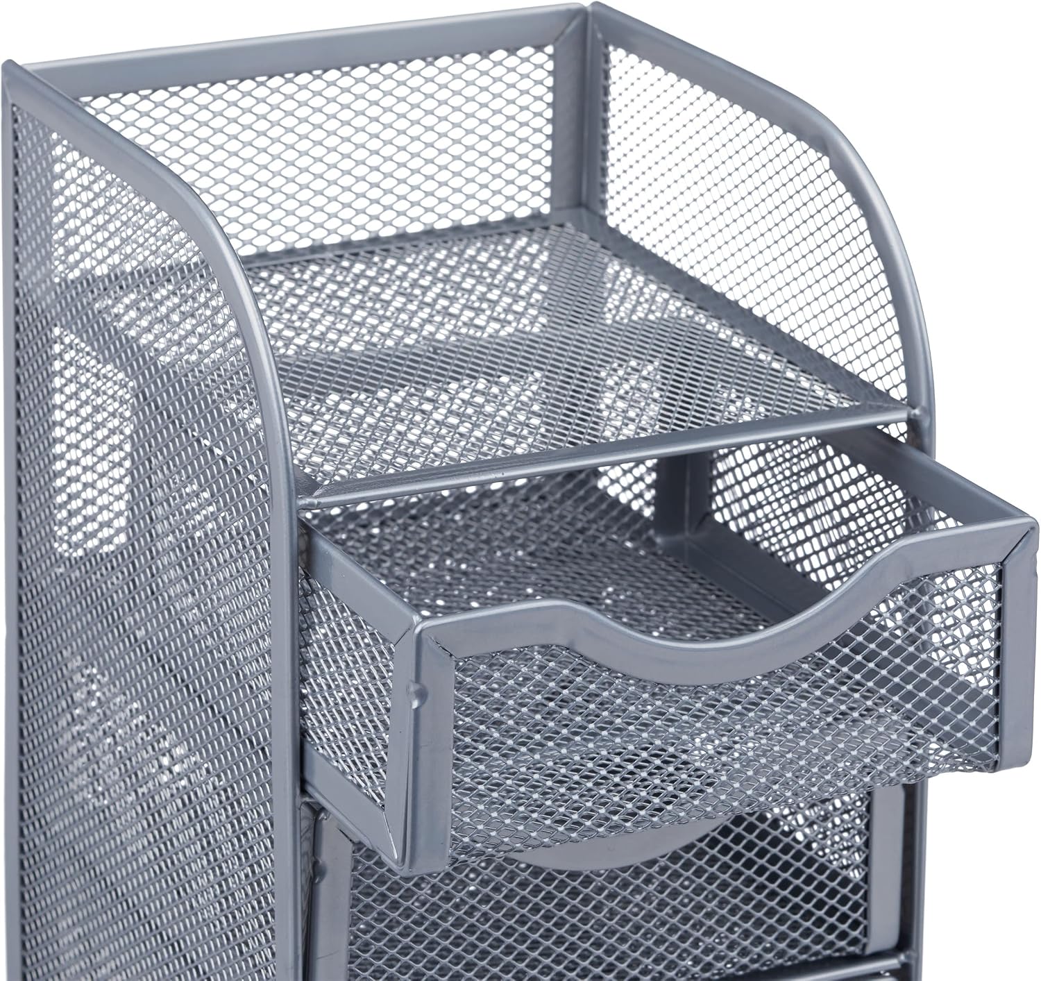 Relaxdays Desk Organizer Mesh Storage Box, File Sorter, Metal, Silver, Standard