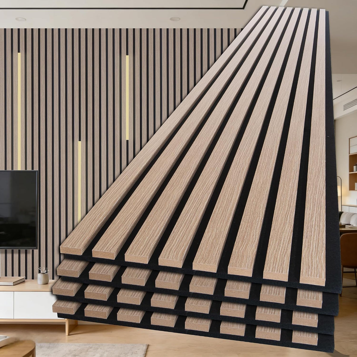 neatiease wood panels for wall, 4-piece 120" x, main product view