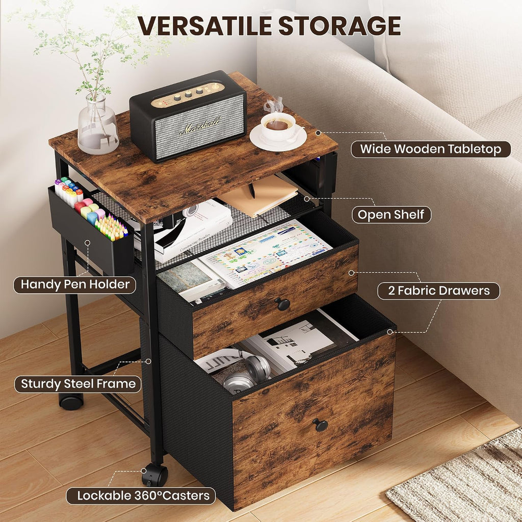 opnice file cabinet, rolling cart with 2 storage, close-up detail