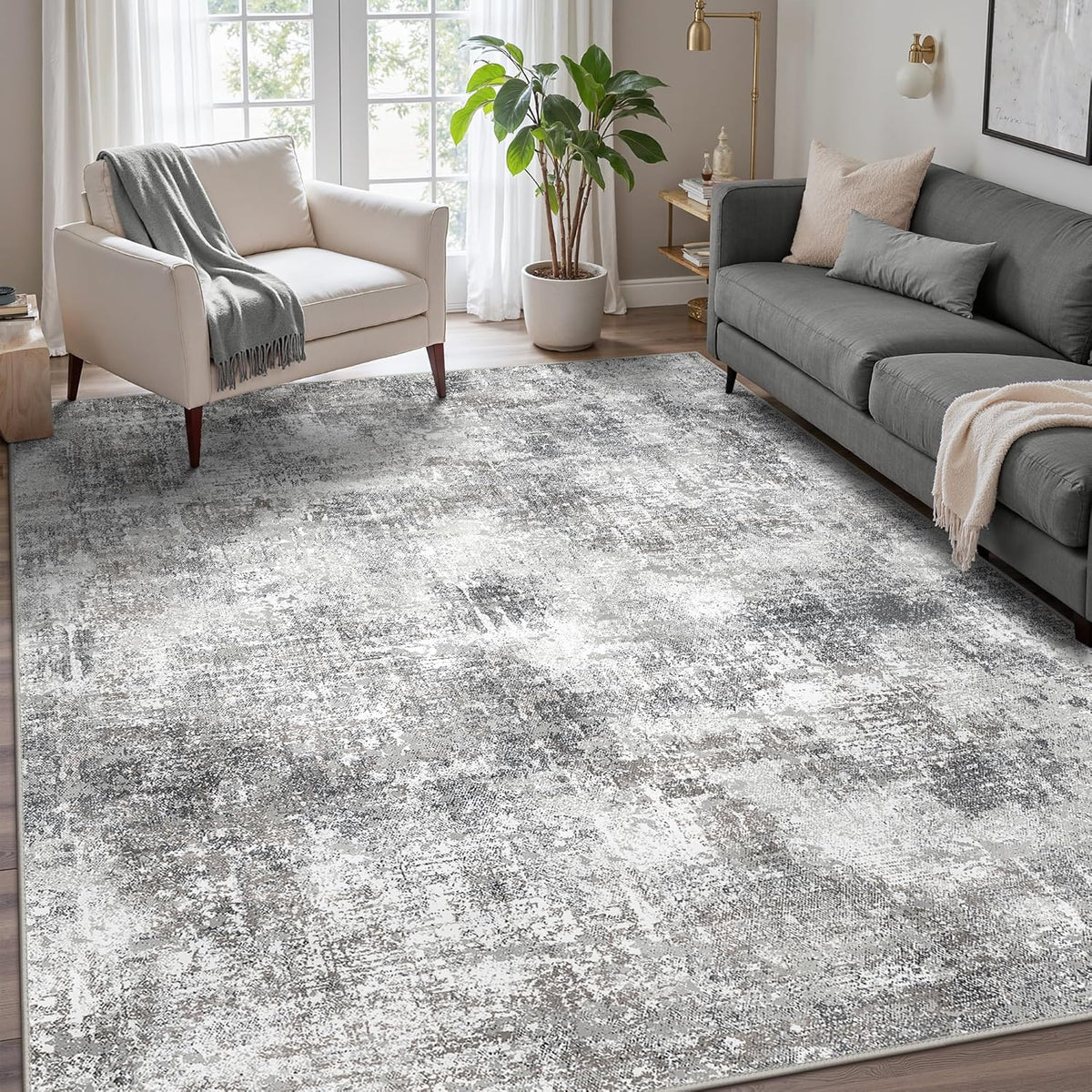 GENIMO Washable Area Rugs for Living Room, 9x12 Modern Non Slip Rugs, Low Pile