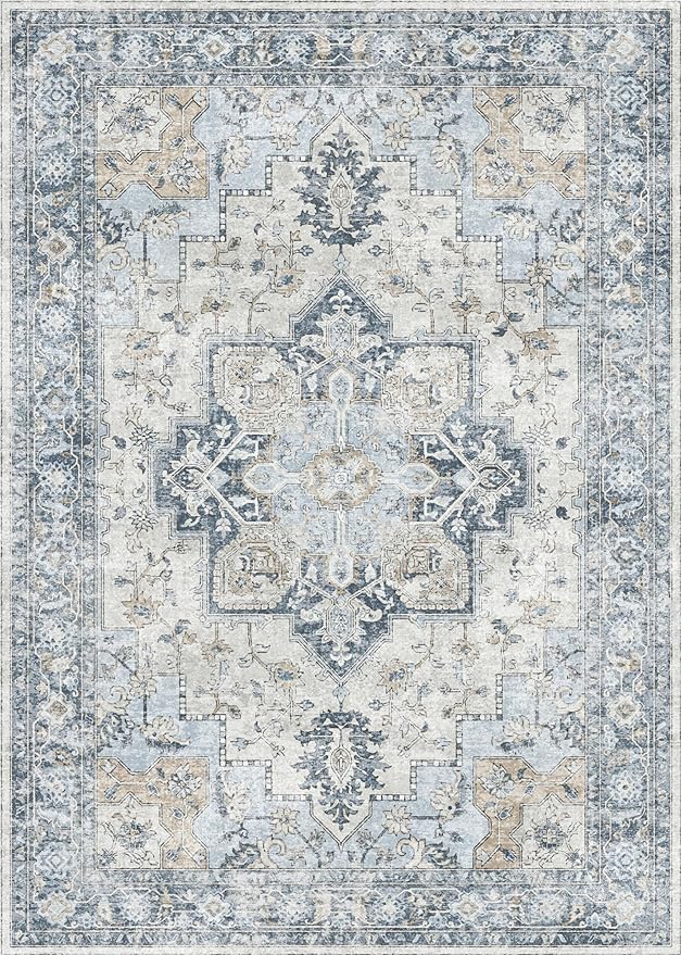 GENIMO 8x10 Area Rugs for Living Room, Machine Washable Non Slip Vintage Rugs - Image 8