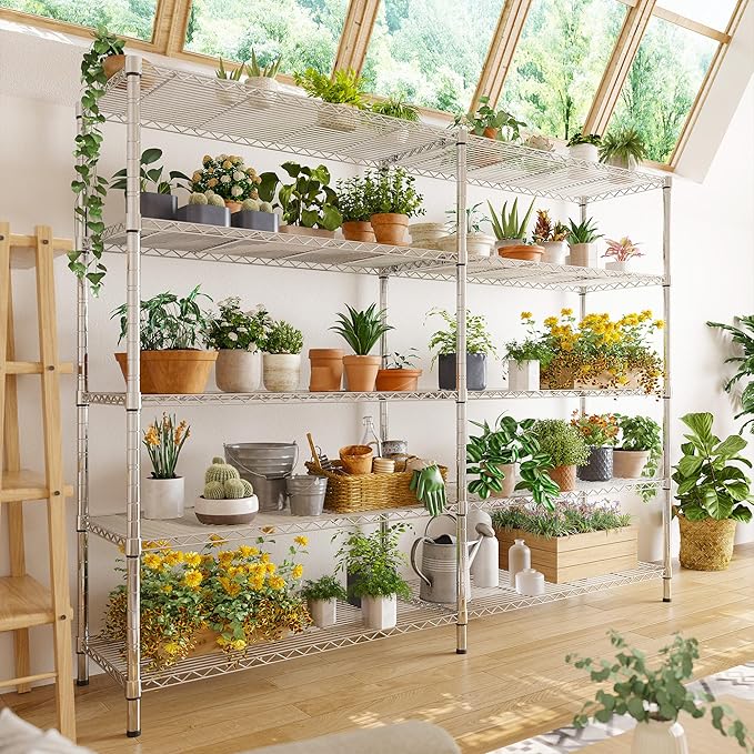 REIBII 58" W Storage Shelves Wire Shelving 1400LB Metal Shelves - Image 8