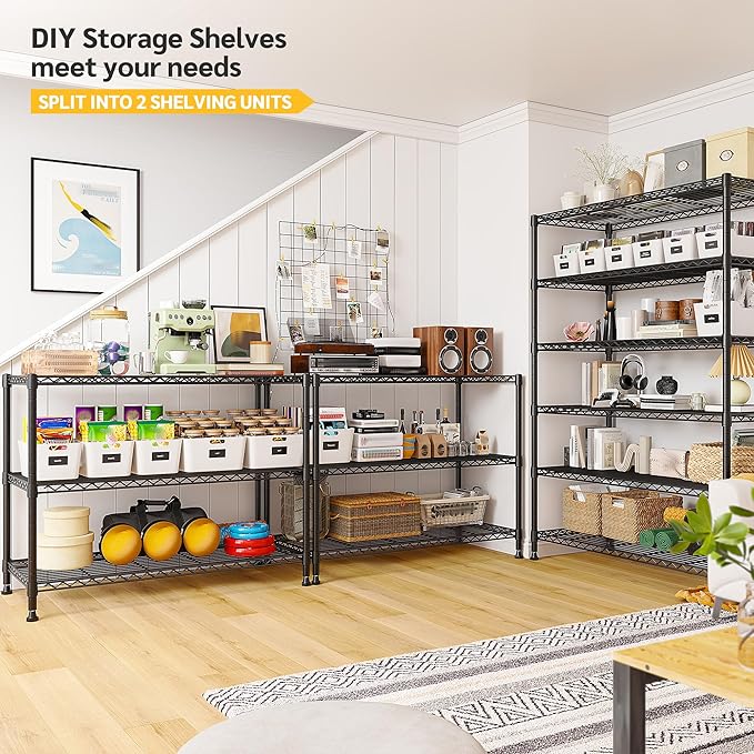 REIBII 75''H Storage Shelves Metal Shelving Unit, 6 Tier Wire Shelving - Image 6