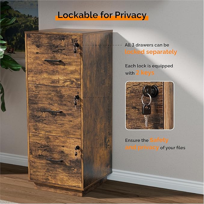 VINGLI 3 Drawer File Cabinet - Image 6