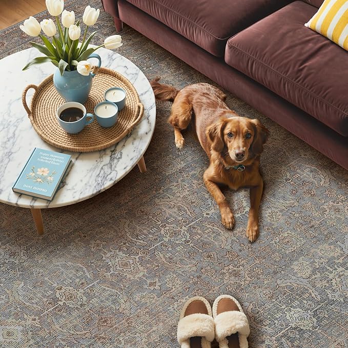 GENIMO 9x12 Area Rugs for Living Room, Machine Washable Non Slip Vintage Rugs - Image 5