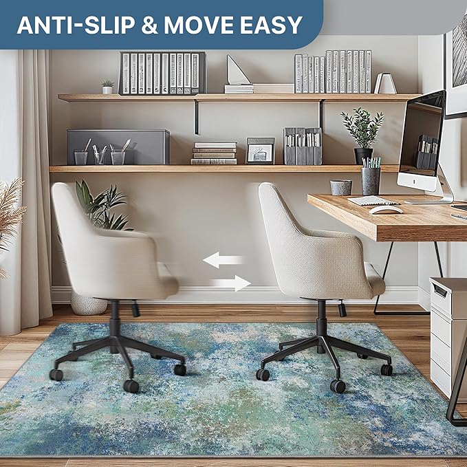 Office Chair Mat for Hardwood Tile Floor, Abstract 36"X 48" Desk Mats for - Image 4