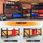set of 2 metal storage shelves, 48” wide showing dimensions