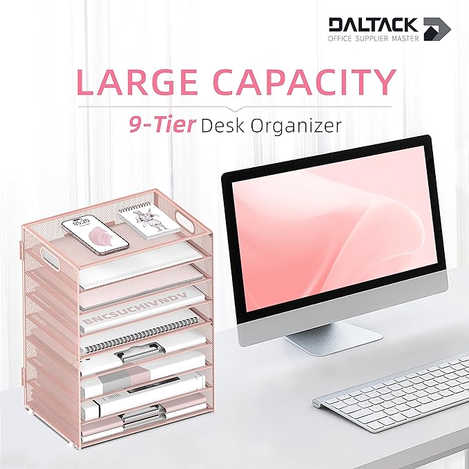 DALTACK 9-Tier Paper Letter Tray Desk Organizer - Image 2