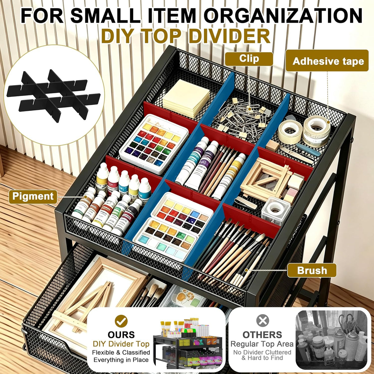 Rolling Utility Cart with 4 Drawers, Craft Organizer and Storage Carts with D...