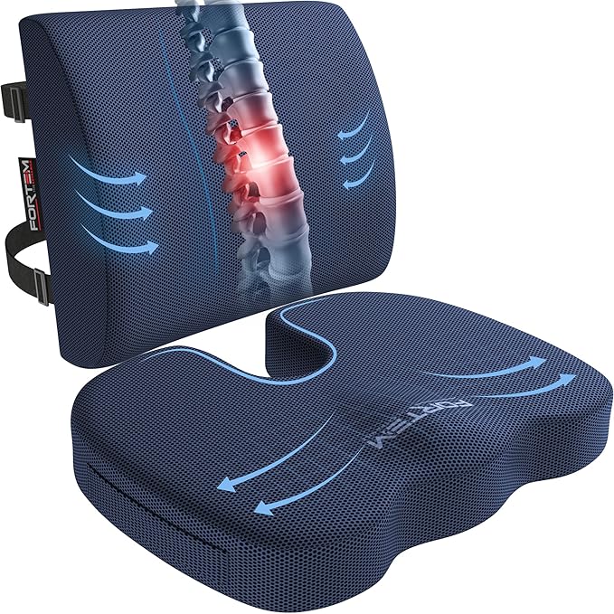 FORTEM Seat Cushion, Office Chair Cushion, Lumbar Support Pillow by FORTEM