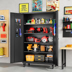 wide & deep metal storage cabinet with wheels,tall shown in use