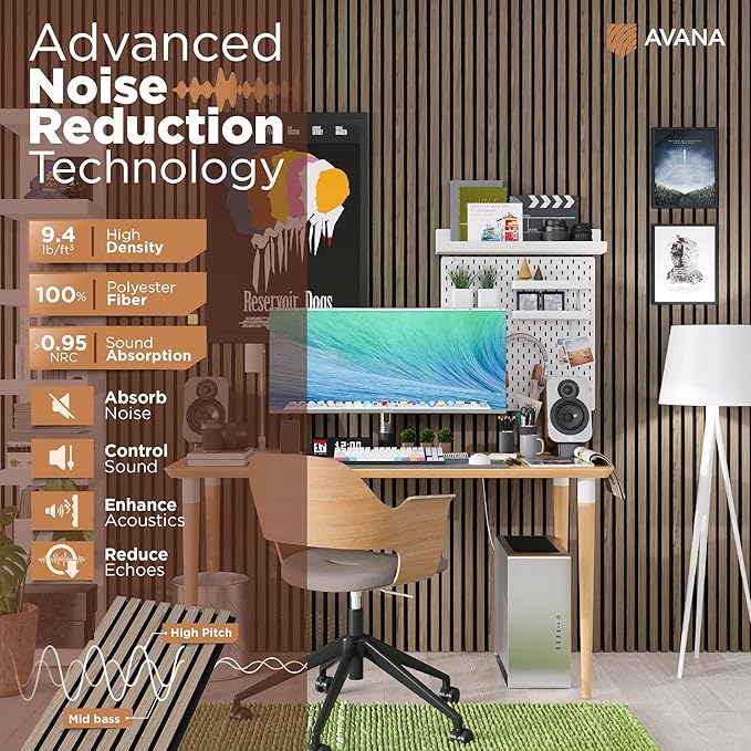 Avana Modern Acoustic Wood Wall Panels – 47.2 X 12.6 Inch Walnut Acoustic - Image 5