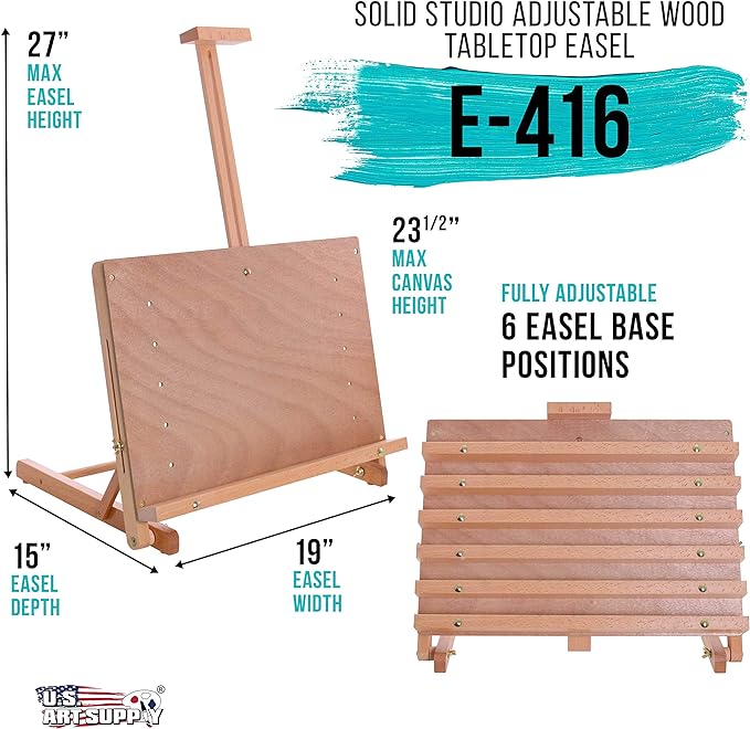 U.S. Art Supply Cancun Solid Wooden Tabletop Easel - Image 2