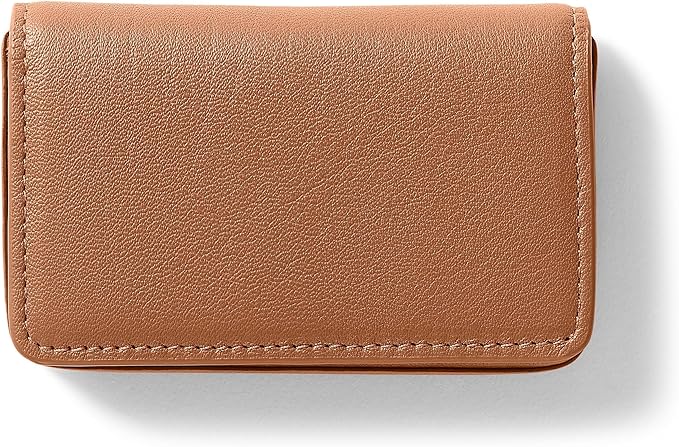 Leatherology Cognac Business Card Case, Magnetic Closure ID Holder, Full Grain by Leatherology
