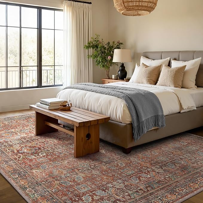 GENIMO 6x9 Area Rugs for Living Room, Machine Washable Non Slip Vintage Rugs - Image 4