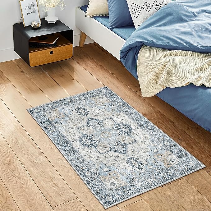 GENIMO Area Rug 2x3 Doormat, Machine Washable Low Pile Vintage Rugs, Small - Image 9