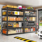 reibii 2 pack garage shelving, 2400lbs each,heavy duty shown in use