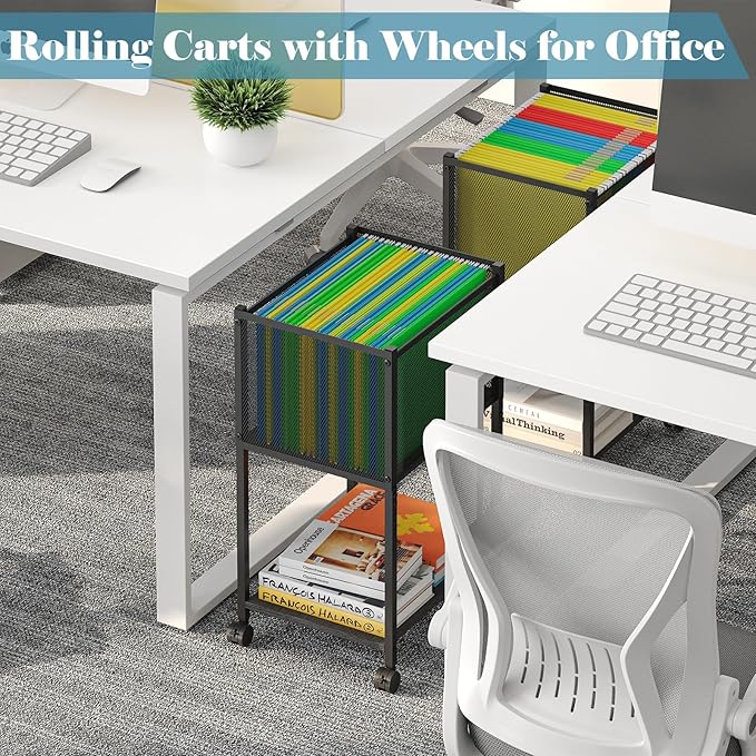 Sbanmao Letter/Legal Rolling File Cart, Narrow Mobile File Cabinet - Image 3