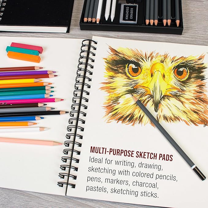 U.S. Art Supply 8.5" x 11" Premium Hardbound Sketch Book, 2 Pack, 80 Sheets Each - Image 5