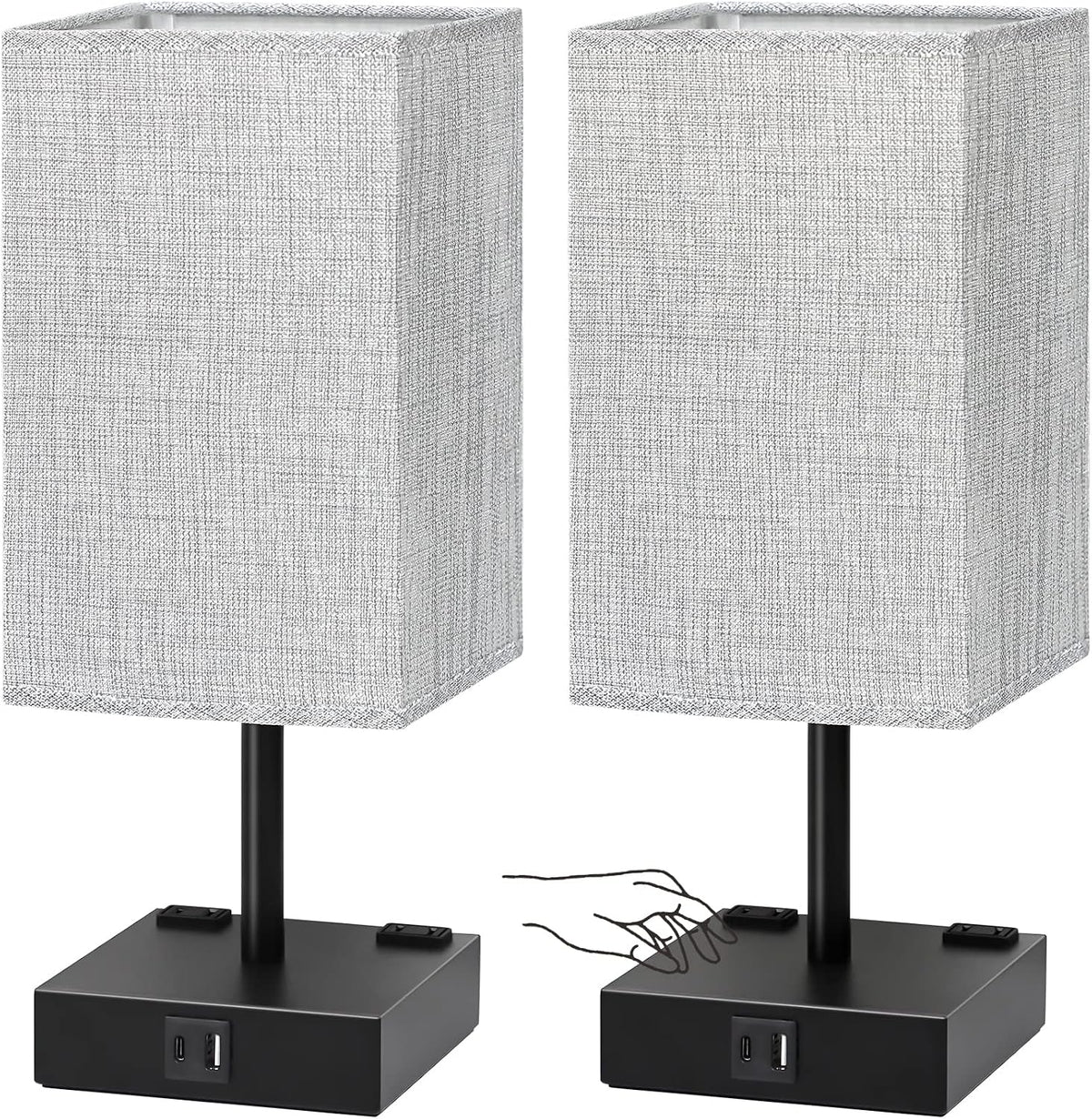bedside table lamps set of 2 - touch, main product view