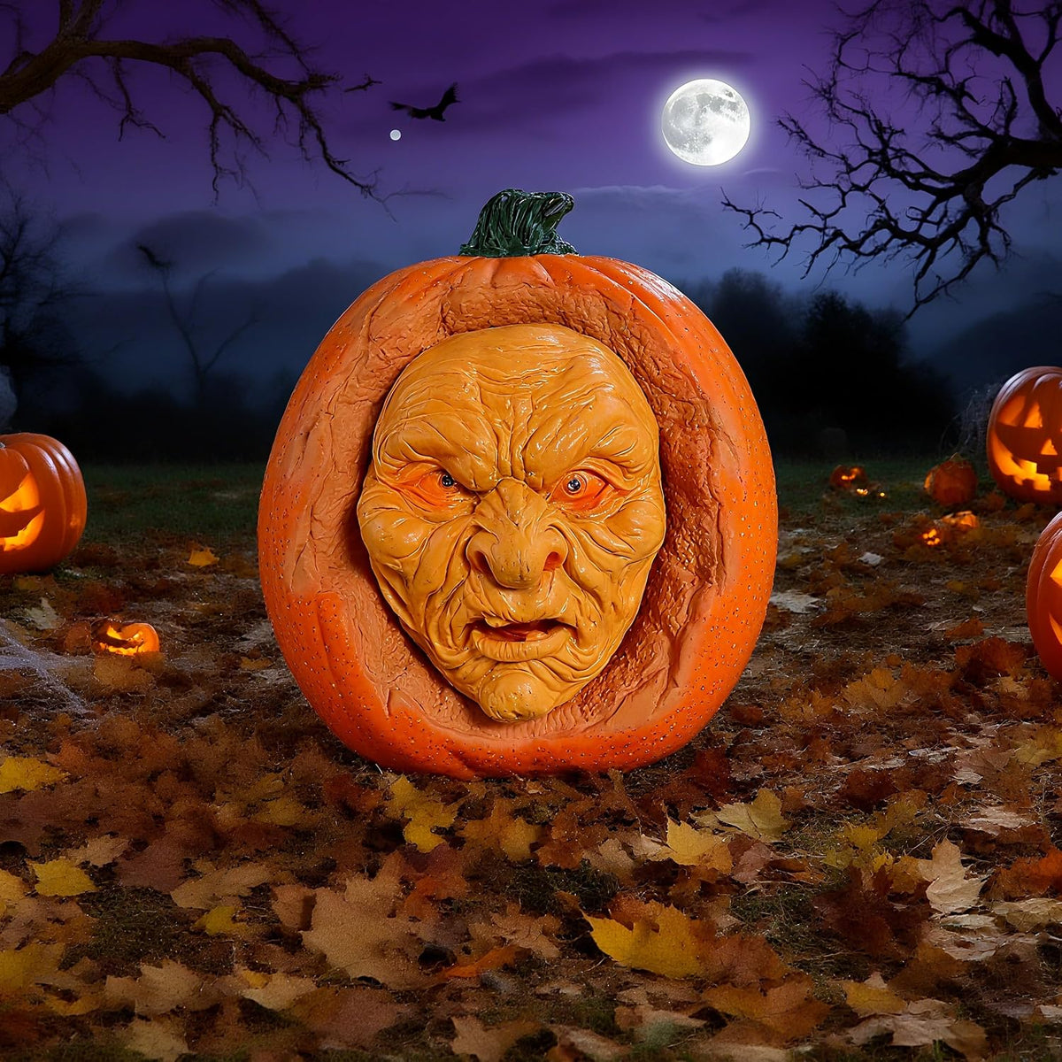 Scary Animated Pumpkin Decor for Halloween Haunted House‌ (Orange)