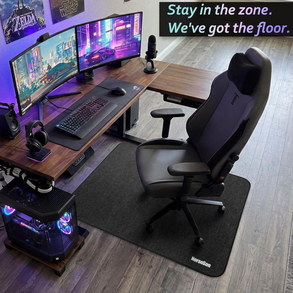 Chair Mat for Carpet, Multi-Surface Grip, Dark Gray, 48" x 36" | Curl & Crack Resistant Floor Protector for Office Desk Chair & Gaming Chair, Silent Rolling | 2-3X Thicker at 0.25"