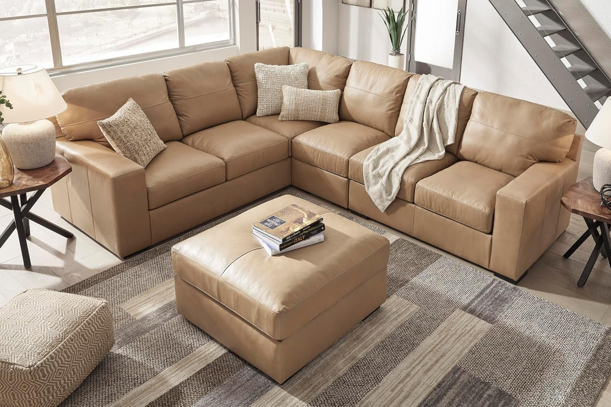 Signature Design by Ashley Bandon Oversized Accent Ottoman, Square Top Grain ...