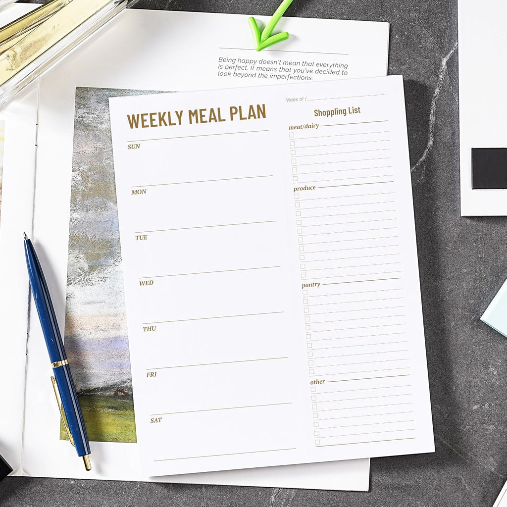 Weekly Meal Planner - Undated Magnetic Notepads with Grocery List, 7" x 9" | 52 Weeks, Meal Planning Pad for Refrigerator Door with Tear-Off Shopping List, Food/Menu Organizer Notepad