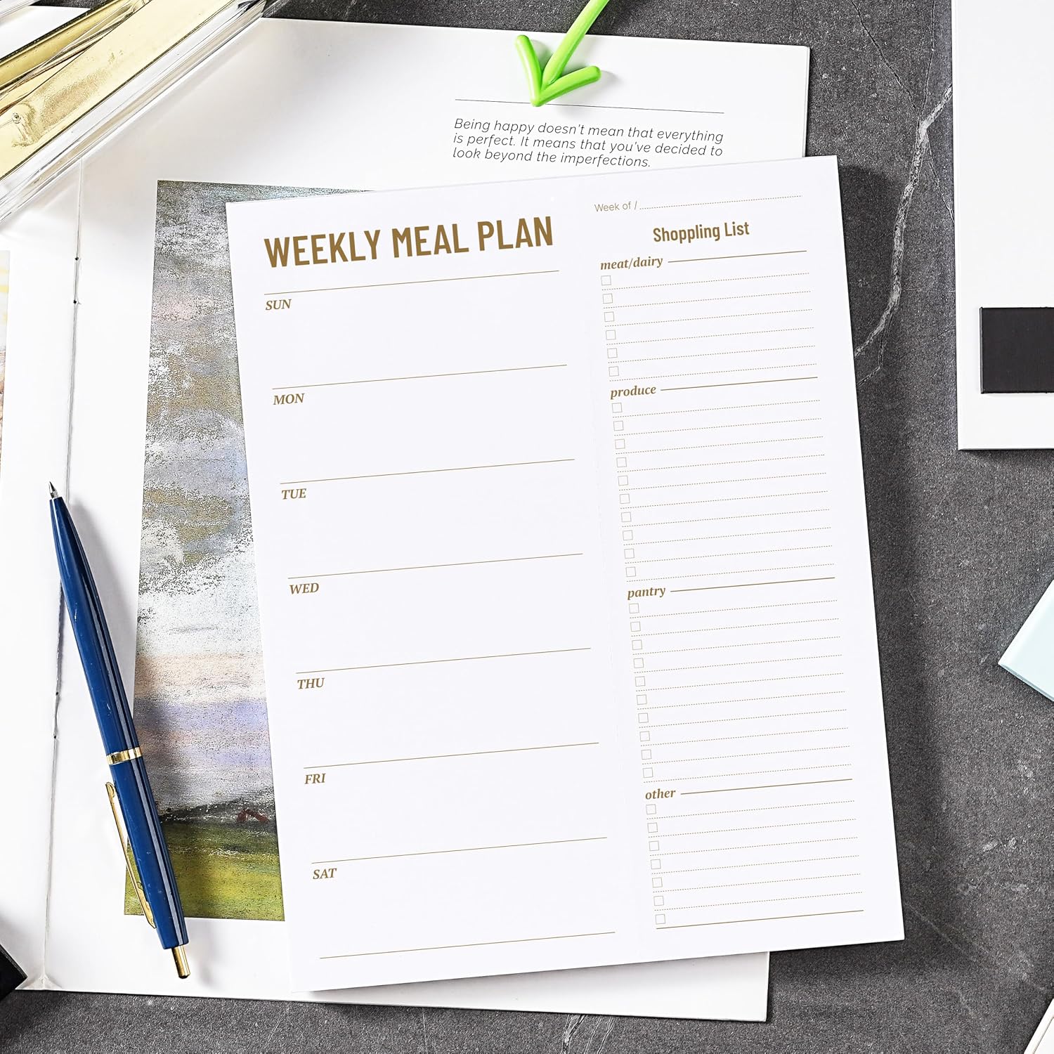 Weekly Meal Planner - Undated Magnetic Notepads with Grocery List, 7" x 9" | 52 Weeks, Meal Planning Pad for Refrigerator Door with Tear-Off Shopping List, Food/Menu Organizer Notepad