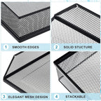 Hicarer 2 Pcs Black Metal Letter Tray Stackable Desk Tray Single Wire Mesh - Image 4