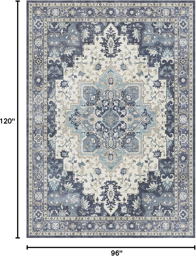 GENIMO 8x10 Area Rugs for Living Room, Machine Washable Non Slip Vintage Rugs - Image 2