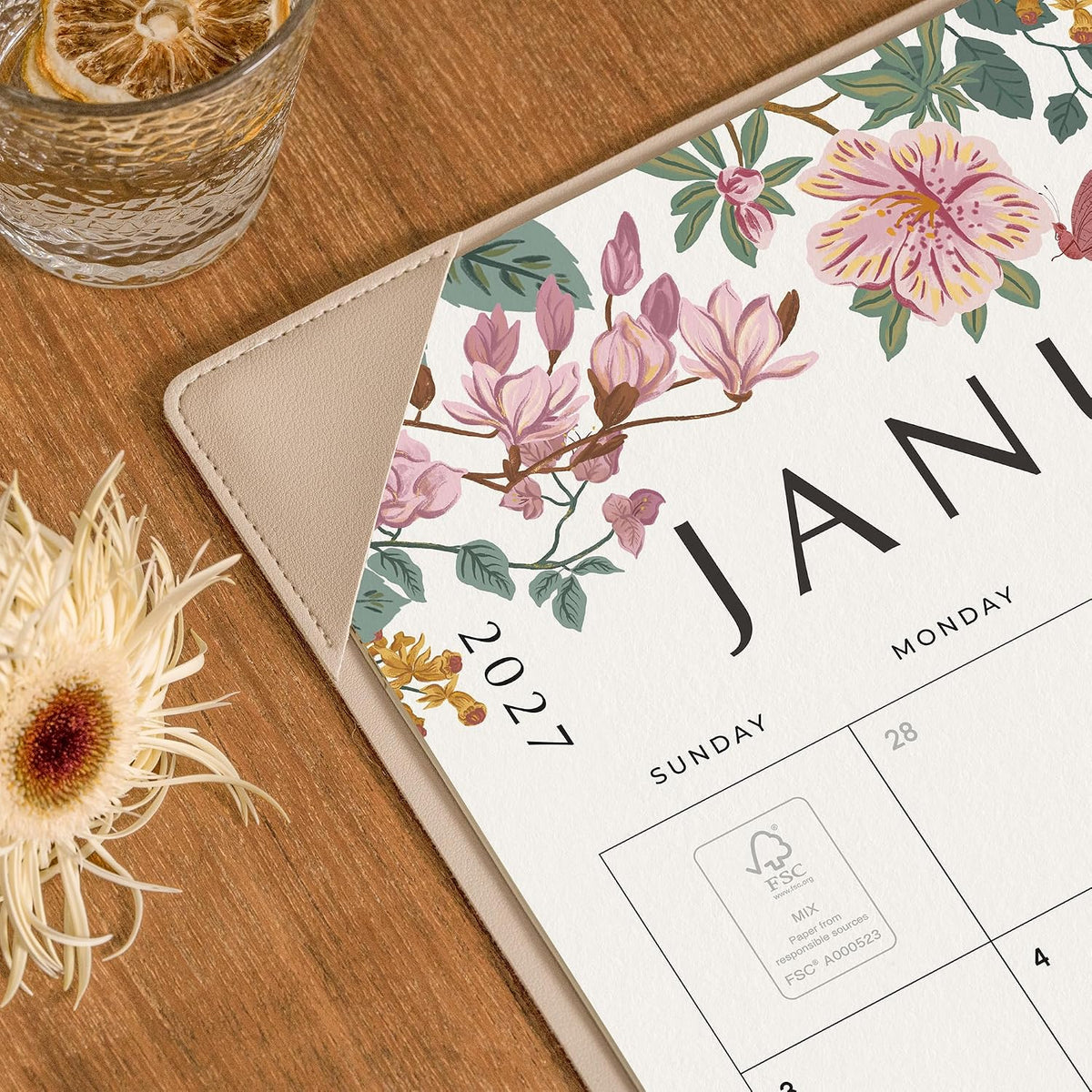 Cabbrix Desk Calendar 2027, Large Desk Pad Calendar 22 x 17" (Apricot)