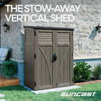 suncast 54 cu ft medium vertical storage shed, close-up detail
