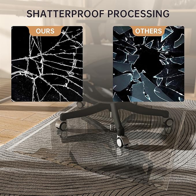 55“ x 46” Beveled Edge Glass Chair Mat - Image 5