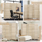 HOMCOM 6 Panel Room Divider, Hand-Woven Freestanding Wall Partition - Image 6