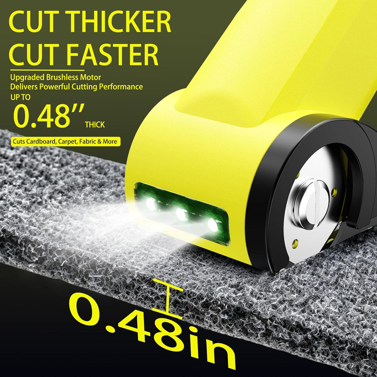 Electric Cardboard Cutter, 0.48" Max Cutting Thickness,7.4V Brushless Motor