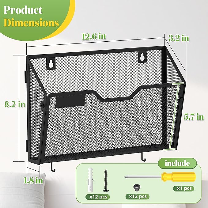 YINGHUA 6 Pack Mesh File Holders Wall Mounted - Image 2
