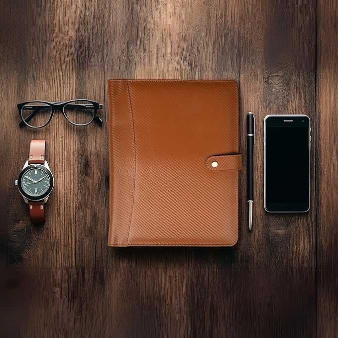 LEATHER VILLAGE Portfolio Professional Organizer – Carbon Fiber Genuine Leather - Image 6