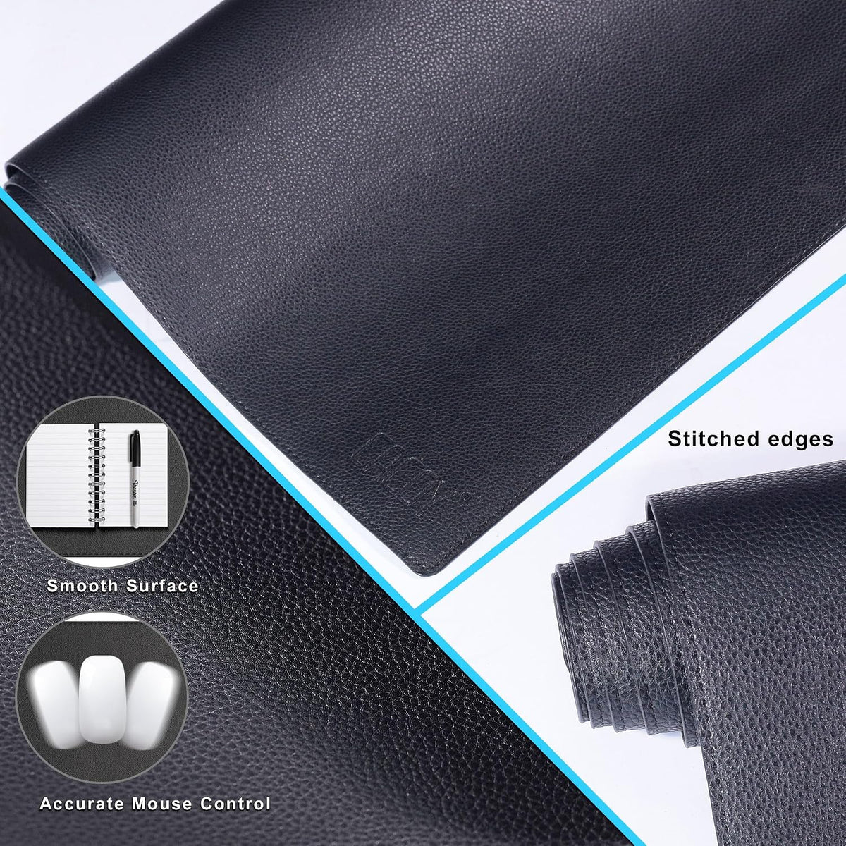 Cacoy 51.2" x 27.5" Large Leather Desk Mat, Extended Mega Size Comp...