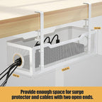 Under Desk Cable Management Tray White, Cinati Wire Organizers No Drill - Image 5
